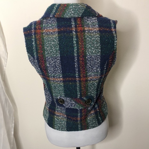Cabi women’s blue plaid multi colored button vest size XS - Picture 6 of 9